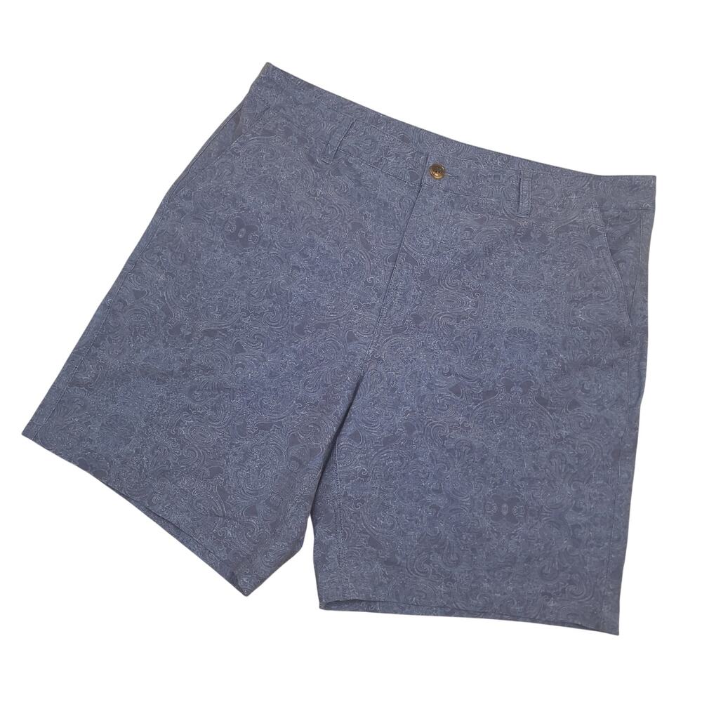 Turtleson Mens Chino Shorts Sz 36 Preppy Casual Golf Paisley AOP Blue EUC